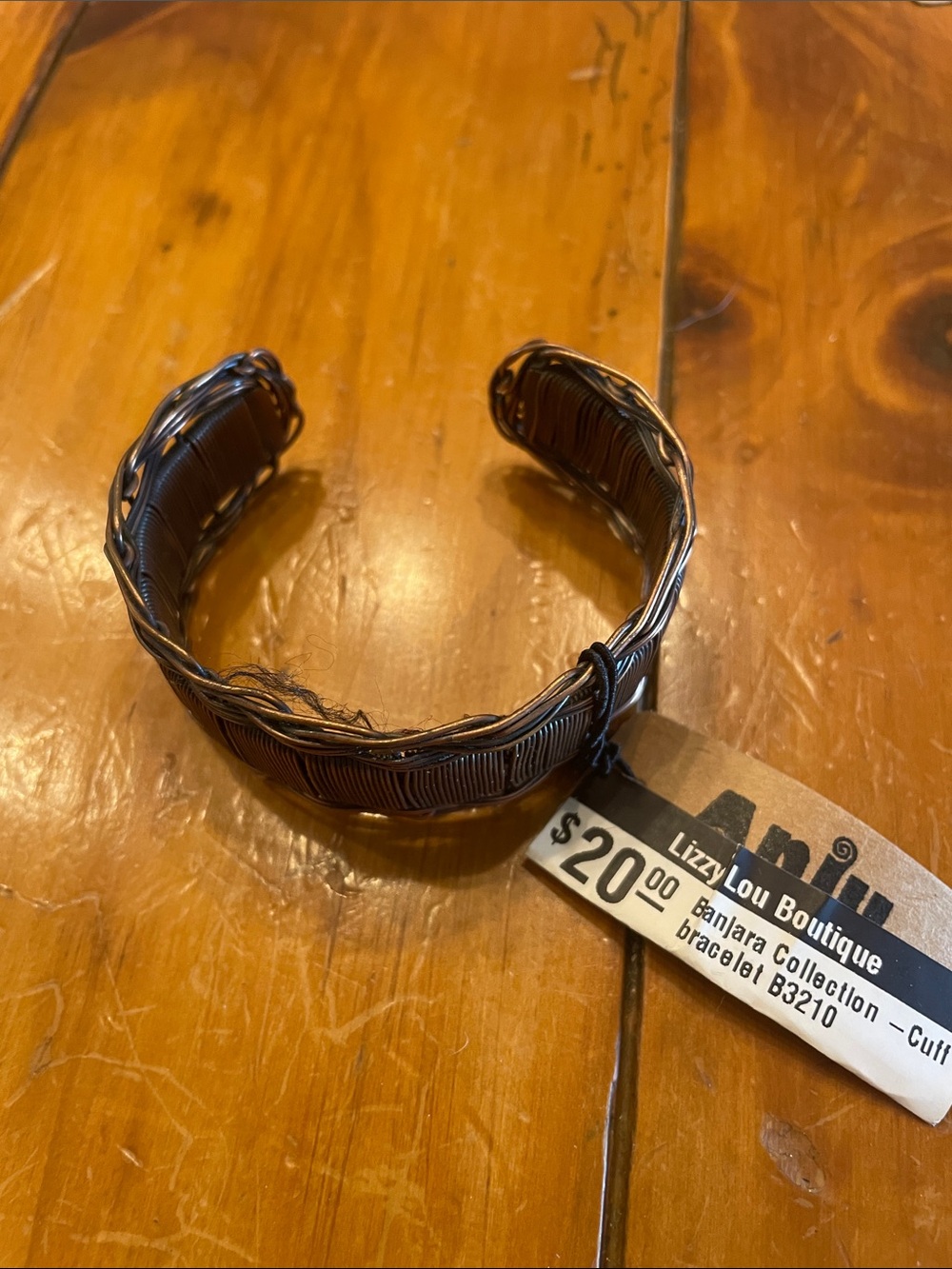 Lizzy Lou Boutique Brown Woven Wire Cuff Bracelet